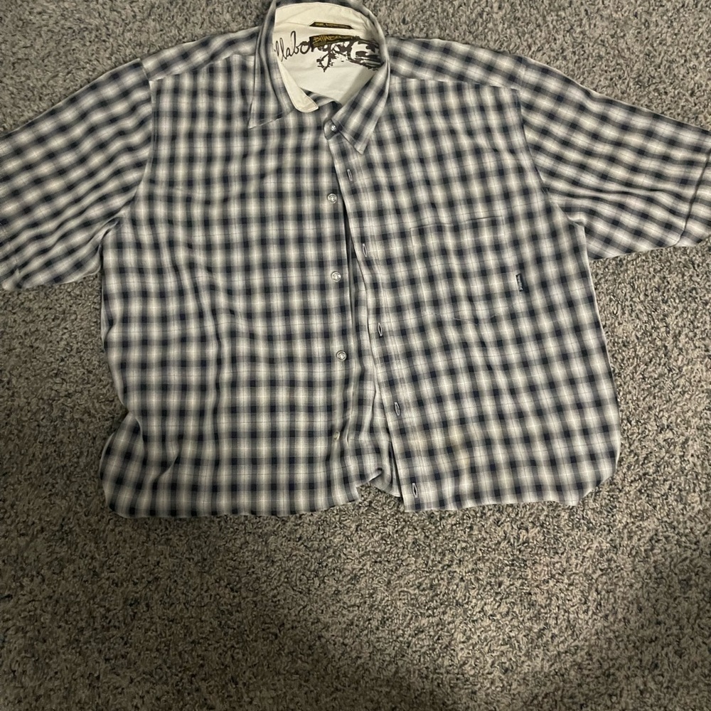 Billabong Navy and White Plaid Shirt